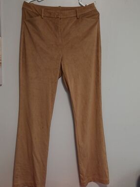 Donna Karan Tan Boot-Cut Faux Suede Pants